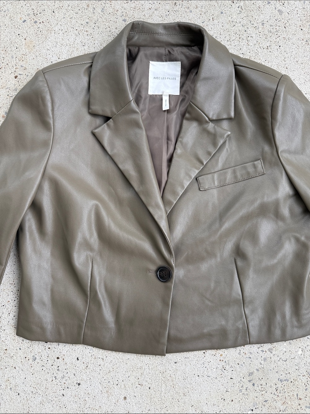 Anthropologie Avec Les Filles Cropped Vegan Faux Leather Jacket Moss Green Small - Picture 9 of 14